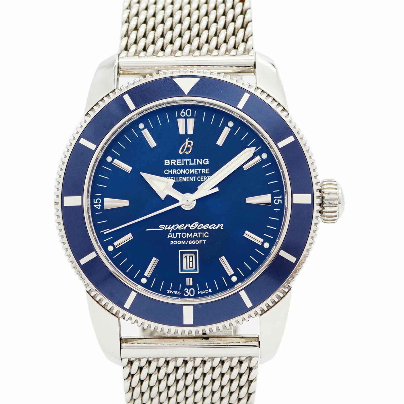Breitling Superocean A17320 Blue Dial: Brand: Breitling Type: Wristwatch Gender: Men Material (Band): Stainless Steel Color (Dial): Blue Case Diameter: 46mm / 1.81'' Wrist Size: 19.5cm / 7.67'' Condition: Used (good), Traces of usage, scra