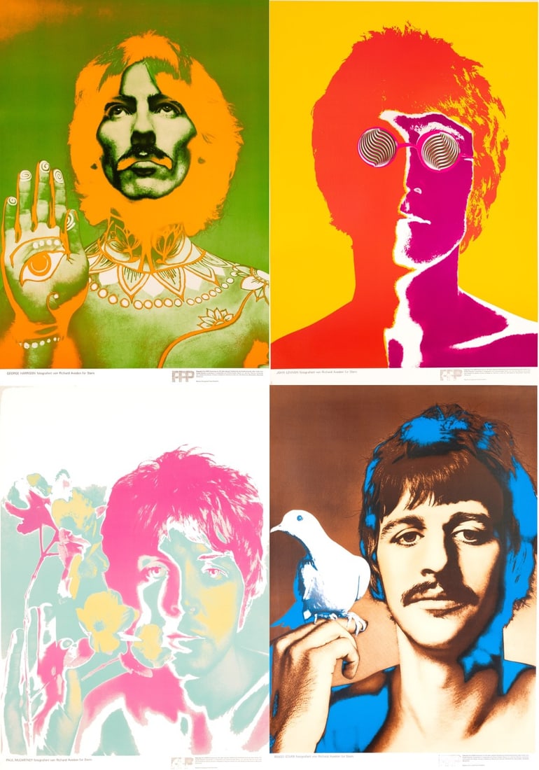 Beatles Set Of 4 Posters Richard Avedon 1967 Original Printing Linen Stern (1 of 20)