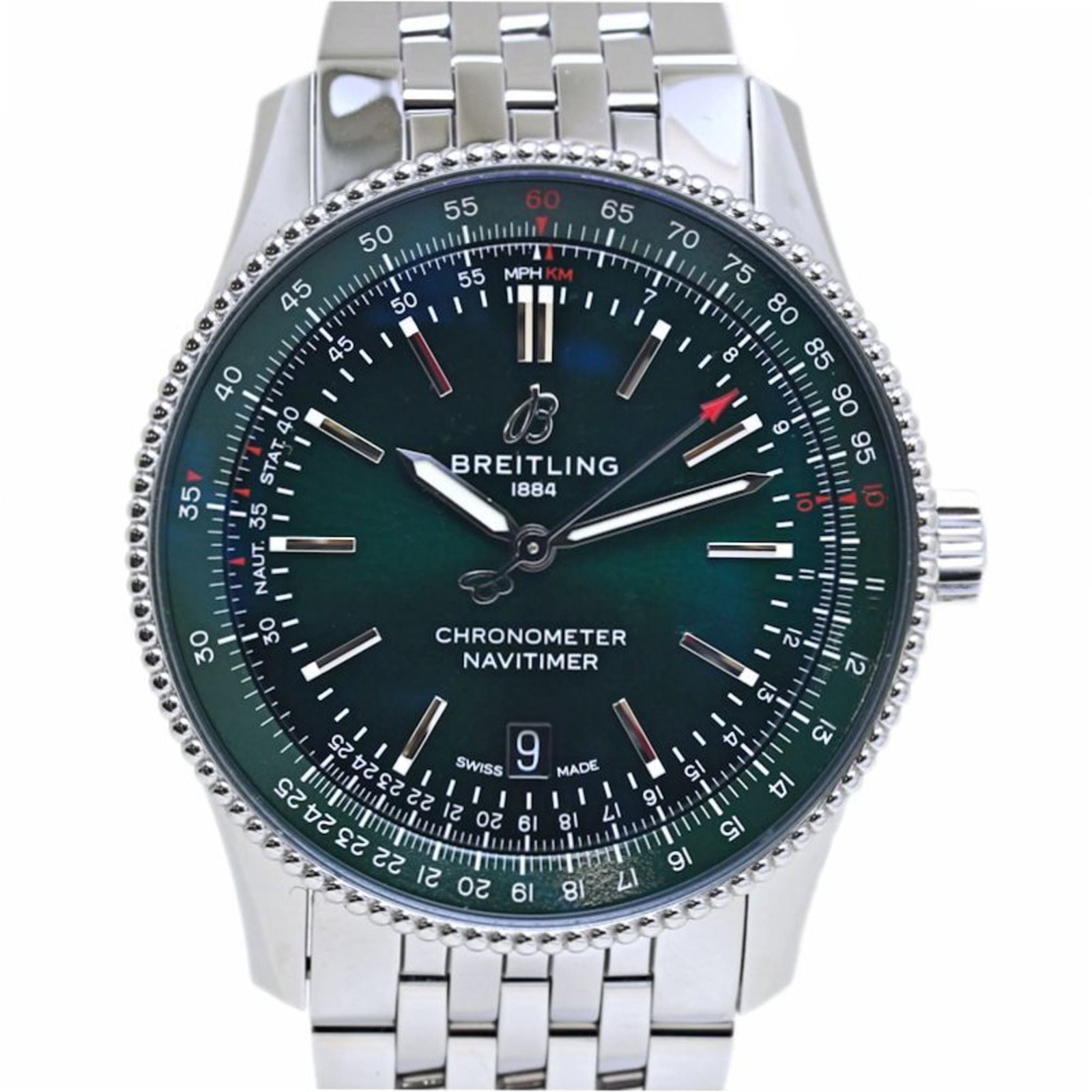 Breitling Navitimer Automatic 41 A17326361L1A1 A17326 Men'S Watch: Brand: Breitling Type: Wristwatch Gender: Men Material (Case): Stainless Steel Material (Band): Stainless Steel Color (Dial): Green Case Diameter: 41mm / 1.61'' Wrist Size: 20.5cm / 8.07'' Condition: