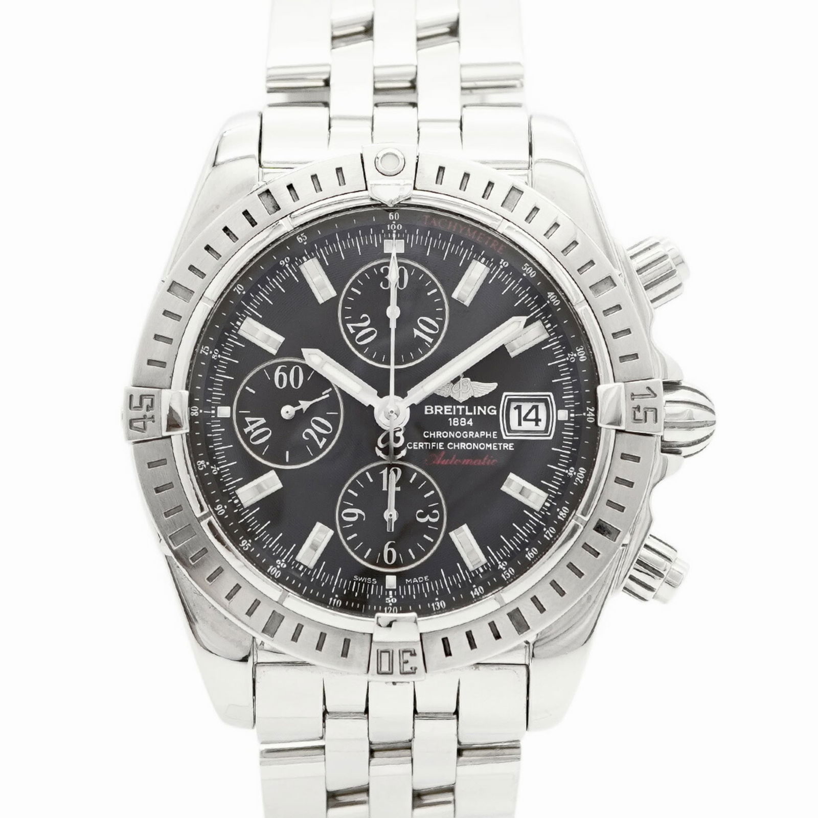 Breitling Chronomat Evolution A13356: Brand: Breitling Type: Wristwatch Gender: Men Material (Band): Stainless Steel Color (Dial): Gray Case Diameter: 42.5mm / 1.67'' Wrist Size: 20cm / 7.87'' Condition: Used (good), Traces of usage, scra