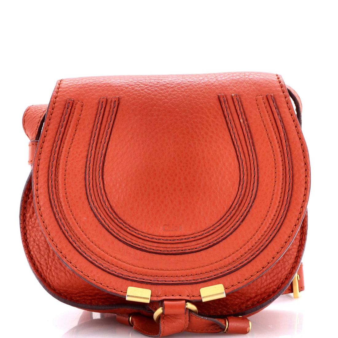 Chloe Marcie Crossbody Bag Leather Mini: Brand: Chloe Exterior Material: Leather Style: Cross Body Bags Exterior Color: Orange Size: Mini Measurements: Handle Drop 21-23", Height 6.5", Width 7.5", Depth 3", Strap Drop 20-24" Model: Marcie Cr