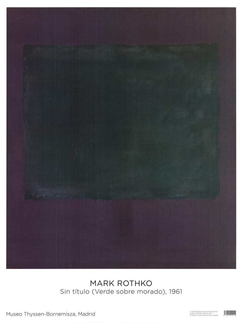 Mark Rothko Green On Purple " Offset Lithograph Abstract: Artist: Mark Rothko Brand: Rothko Mark Exact Year: 2022 Height: 35.5 Item Height: 35.5 Item Width: 26.75 Subject: Abstract Type: Offset Lithograph Year Of Production: 2022 Artist: Mark Rothko Title: G