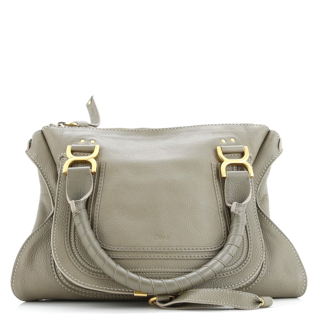 Chloe Marcie Shoulder Bag Leather Medium: Brand: Chloe Exterior Material: Leather Style: Shoulder Bags Exterior Color: Green Size: Medium Measurements: Handle Drop 5", Height 11", Width 15", Depth 6", Strap Drop 18" Model: Marcie Shoulder Bag