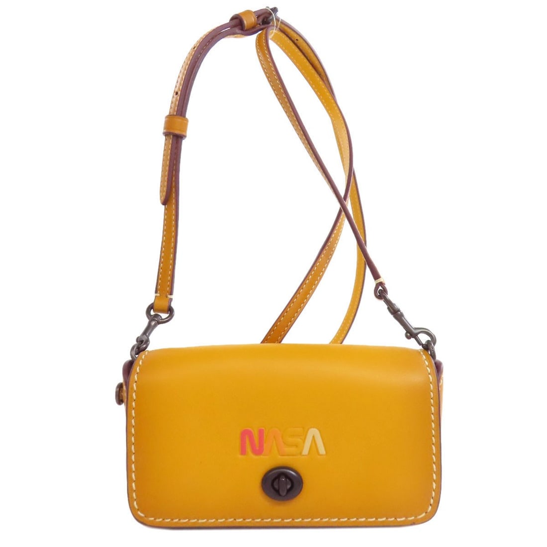 Coach 19383 Mini Shoulder Nasa Accessory Pouch Leather: Brand: COACH Style: Accessory pouch Exterior Material: Leather Color: yellow Type: Accessory pouch Exterior Color: yellow Product Disclaimer: Items may exhibit light wear, such as minor scratches or s