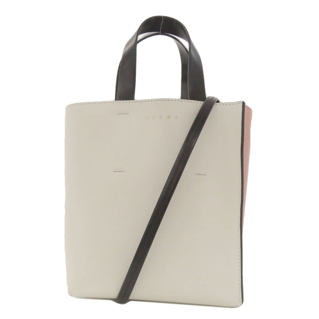 Marni 2Way Handbag Leather: Brand: MARNI Style: Handbag Exterior Material: Leather Exterior Color: White x pink Type: Handbag Country Of Origin: Italy Product Disclaimer: Pre-owned unless stated. Expect minor wear consistent wit