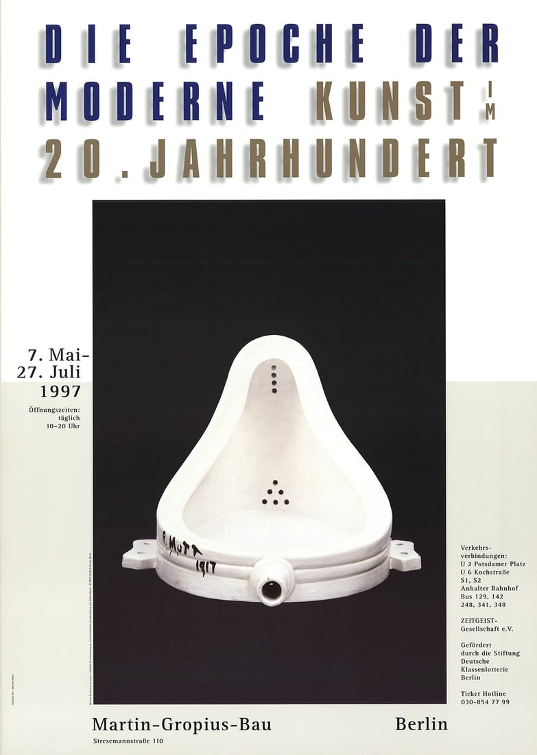 Marcel Duchamp Fountain " Poster Modernism Black & White: Artist: Marcel Duchamp Brand: Duchamp Marcel Country/Region Of Origin: Germany Exact Year: 1997 Height: 33 Item Height: 33 Item Width: 23.25 Subject: Conceptual Type: Offset Lithograph Year Of Product