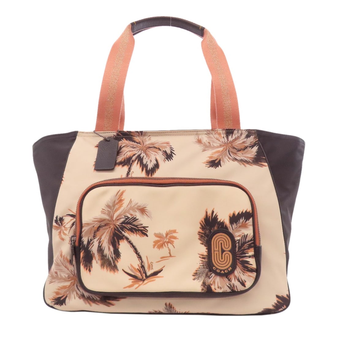 Coach 91111 Palm Pattern Tote Bag Nylon: Brand: COACH Style: Tote Bag Exterior Material: Nylon Color: Beige x black Type: Tote Bag Exterior Color: beige Product Disclaimer: Pre-owned unless stated. Expect minor wear consistent with use. Sizi