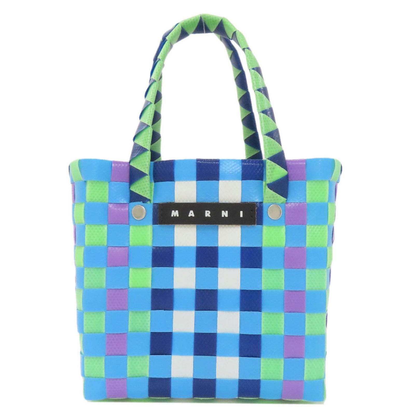 Marni Kids Basket Bag Handbag Polypropylene: Brand: Marni Type: Basket, Handbag Material: Polypropylene Color: Green, Light Blue, Purple Gender: Girls,Women Size (Hxwxd): 14.5cm x 18cm x 9cm / 5.7'' x 7.08'' x 3.54'' Condition: Used (very good),
