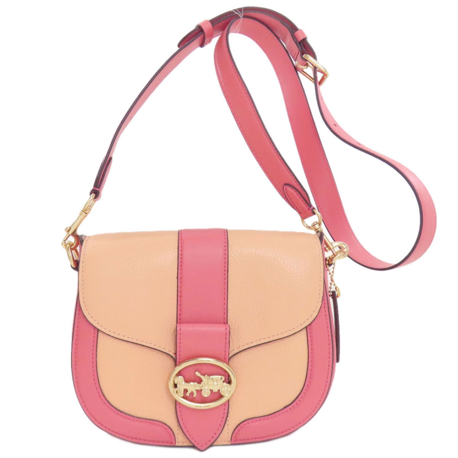 Coach C8296 Two-Tone Leather Shoulder Bag: Brand: Coach Type: Shoulder Bag Material: Leather Color: Pink Gender: Women Size (Hxwxd): 17cm x 21cm x 7cm / 6.69'' x 8.26'' x 2.75'' Condition: Used (very good), A few traces of usage, some scratche