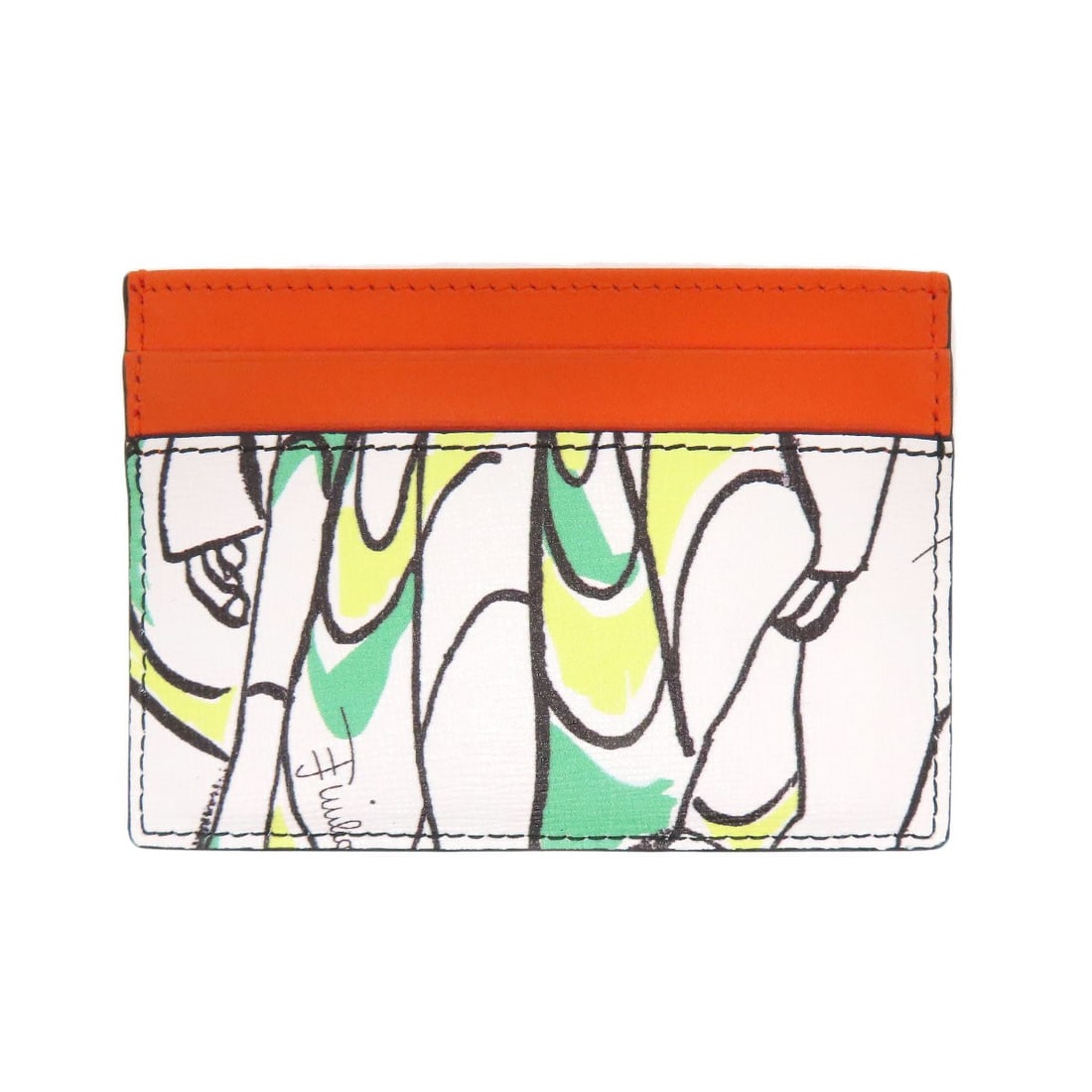 Emilio Pucci Pucci Card Case Leather: Brand: Emilio Pucci Style: Card Case Material: Leather Color: Orange x White x Yellow x Green Type: Card Case Exterior Color: Orange Country Of Origin: Italy Product Disclaimer: Items may exhibit ligh