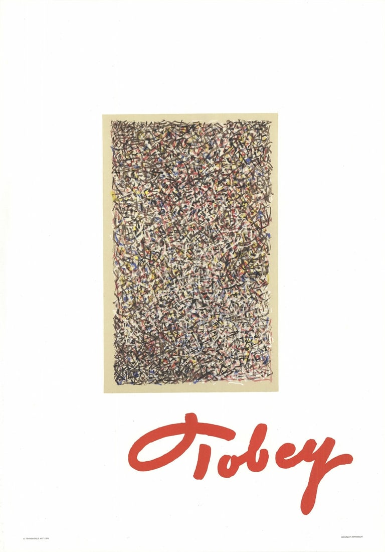 Mark Tobey Stained Glass " Lithograph Abstract Multicolor Red: Artist: Mark Tobey Brand: Tobey Mark Country/Region Of Origin: USA Exact Year: 1974 Height: 28 Item Height: 28 Item Width: 19.75 Subject: Abstract Type: Lithograph Year Of Production: 1974 Artist: Mar