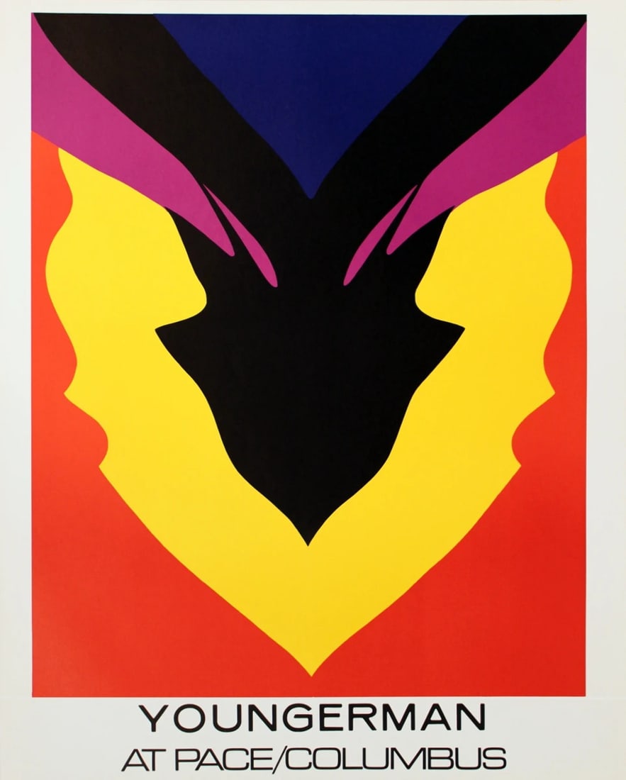 Jack Youngerman At Pace-Columbus " Lithograph Pop Art Red Yellow: Artist: Jack Youngerman Brand: Youngerman Jack Country/Region Of Origin: USA Exact Year: 1977 Height: 29 Item Height: 29 Item Width: 23 Style: Minimalism Subject: Abstract Type: Lithograph Year Of Pro