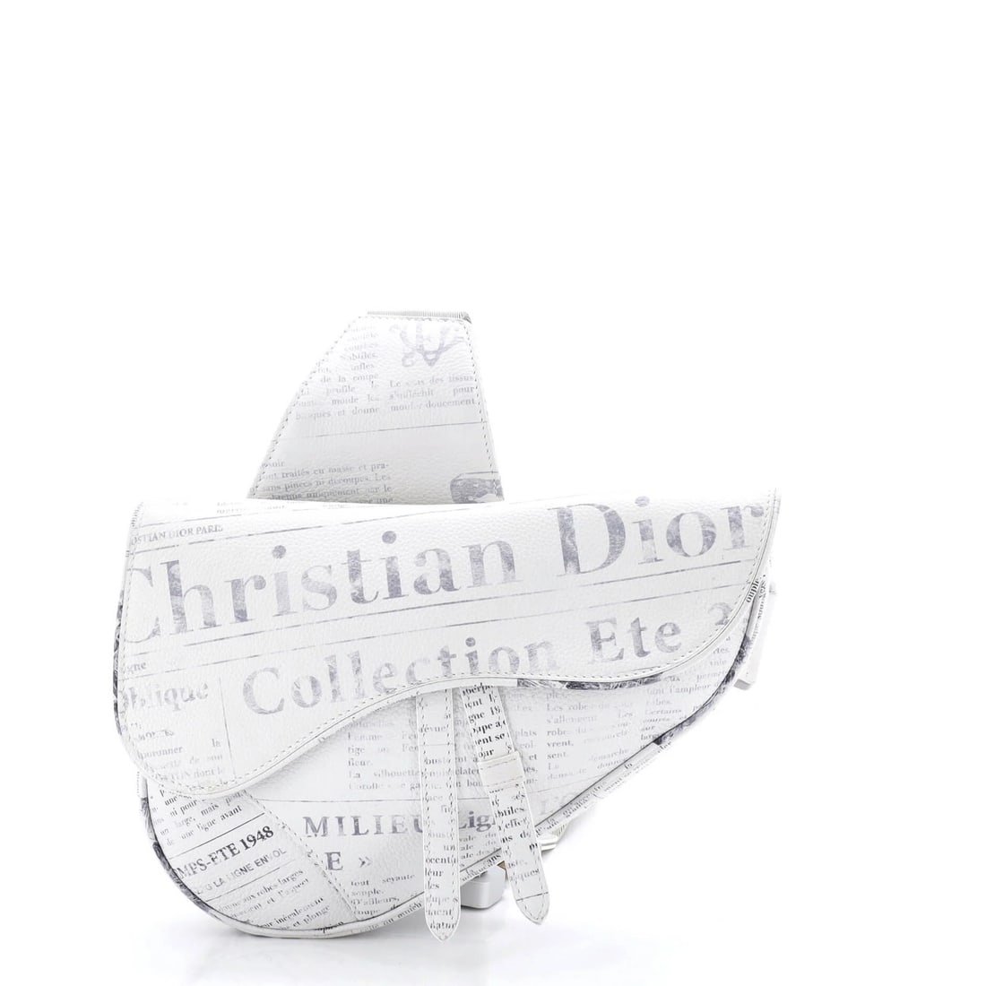 Christian Dior Daniel Arsham Saddle Crossbody Bag Printed Leather: Brand: Christian Dior Exterior Material: Leather Style: Cross Body Bags Exterior Color: White Size: Unknown Measurements: Height 8", Width 10.5", Depth 2", Strap Drop 17-22" Model: Daniel Arsham Saddl