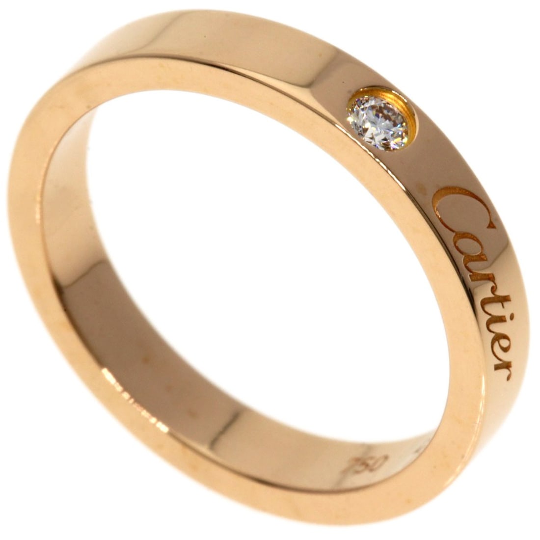 Cartier Engraved 1P Diamond #49 Ring K18 Pink Gold (1 of 7)