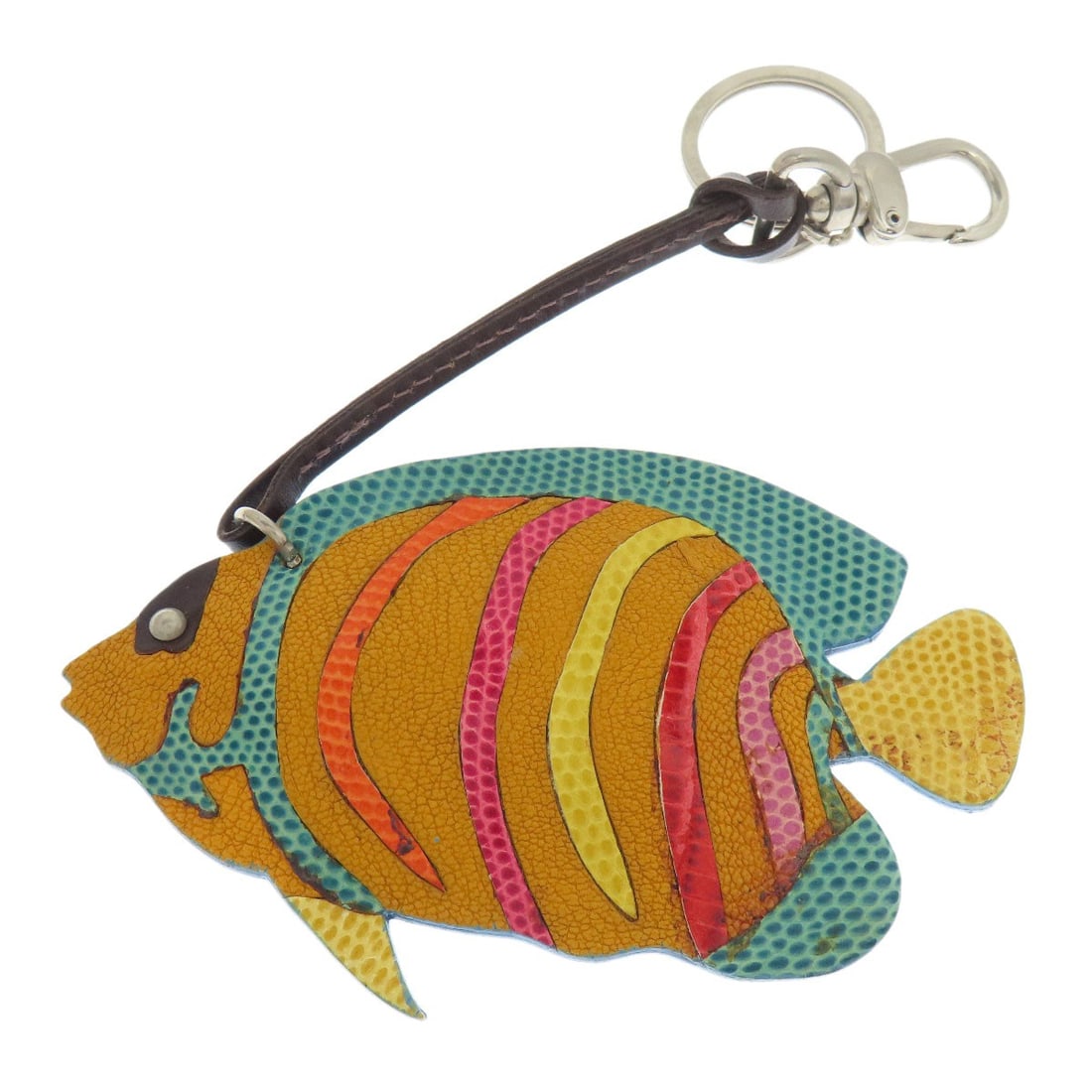 Etro Fish Motif Key Ring Leather: Brand: ETRO Style: key ring Material: Leather Color: yellow Type: key ring Exterior Color: yellow Country Of Origin: Italy Product Disclaimer: Items may exhibit light wear, such as minor scratches or