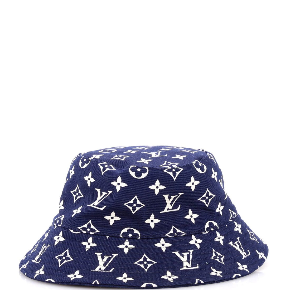 Louis Vuitton Escale Bucket Hat Monogram Canvas: Style: Monogram Canvas Brand: Louis Vuitton Color: Blue Size: Small Material: Cotton Elastane Model: Escale Bucket Hat Monogram Canvas Exterior Material: Cotton, Elastane Exterior Color: Blue, White I