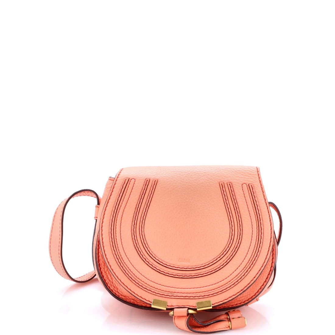 Chloe Marcie Crossbody Bag Leather Mini: Brand: Chloe Exterior Material: Leather Style: Cross Body Bags Exterior Color: Pink Size: Mini Measurements: Handle Drop 21-23", Height 6.5", Width 7", Depth 3", Strap Drop 20-24" Model: Marcie Crossb