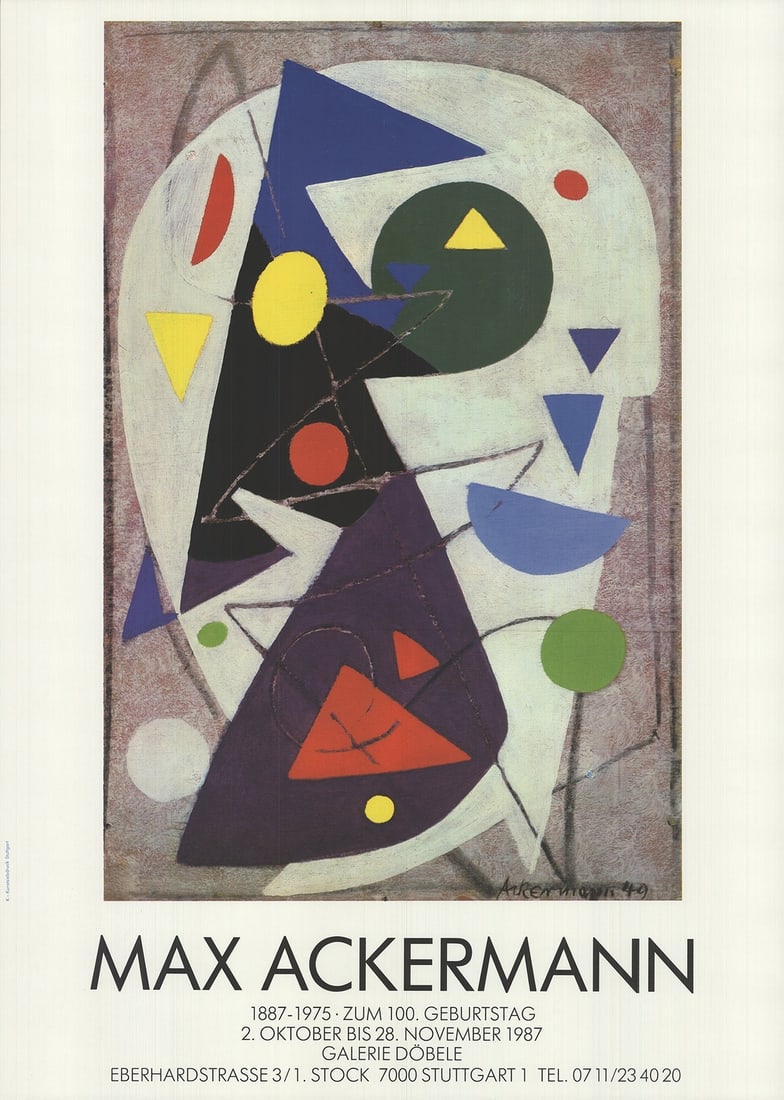 Max Ackermann Galerie Dobele " Offset Lithograph Contemporary: Artist: Max Ackermann Brand: Ackermann Max Exact Year: 1987 Subject: Abstract Type: Offset Lithograph Year Of Production: 1987 Artist: Max Ackermann Title: Galerie Dobele Year: 1987 Signed: No Medium: