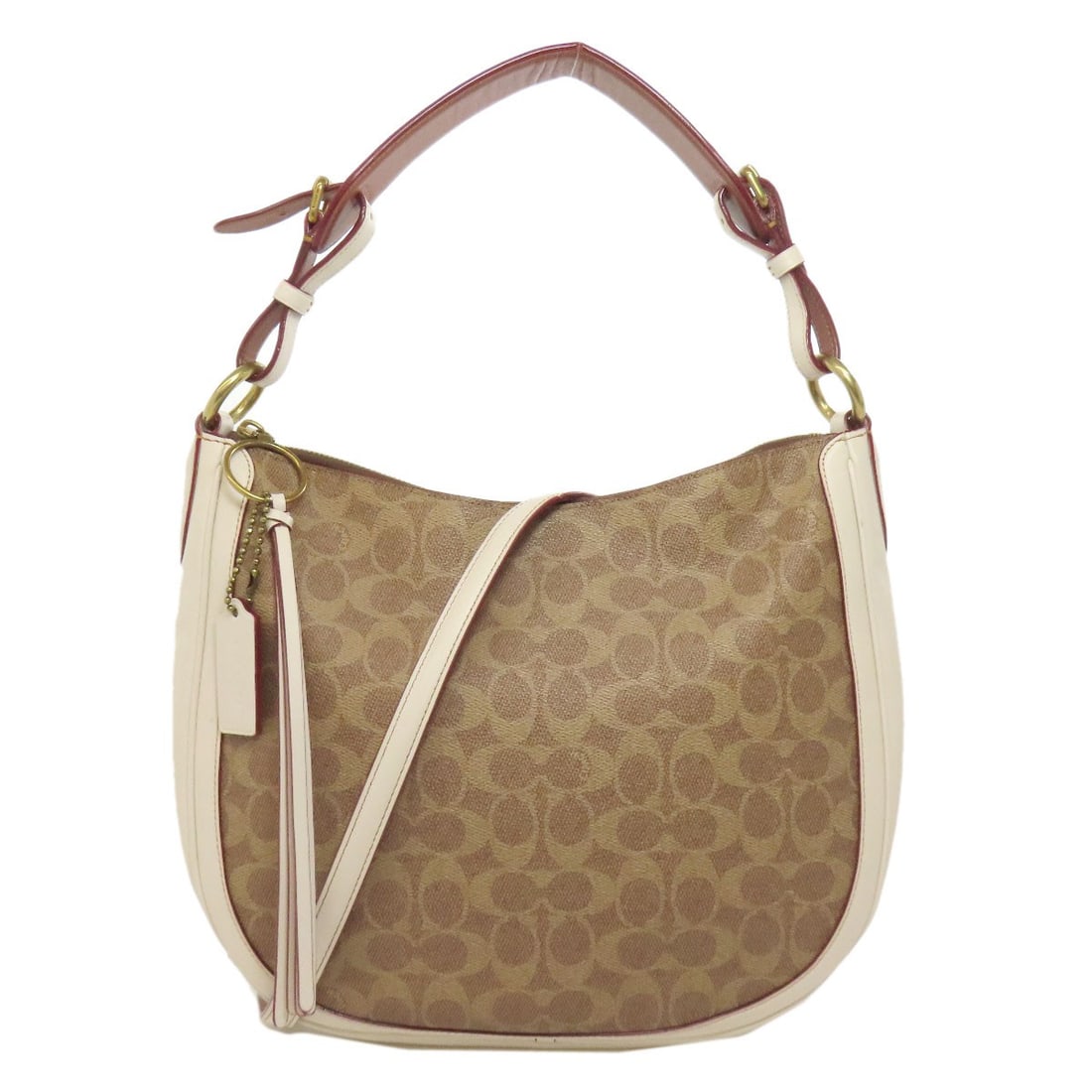 Coach 38580 Sutton Hobo One Belt Signature 2Way Shoulder Bag Pvc Leather: Brand: COACH Style: Shoulder Bag Exterior Material: PVC Exterior Color: Brown Type: Shoulder Bag Country Of Origin: Vietnam Product Disclaimer: Pre-owned unless stated. Expect minor wear consistent wi