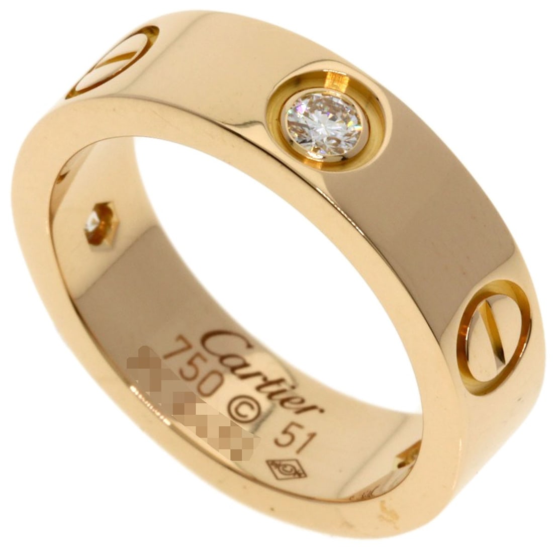 Cartier Love Ring Half Diamond # 51 Ring K18 Pink Gold (1 of 8)