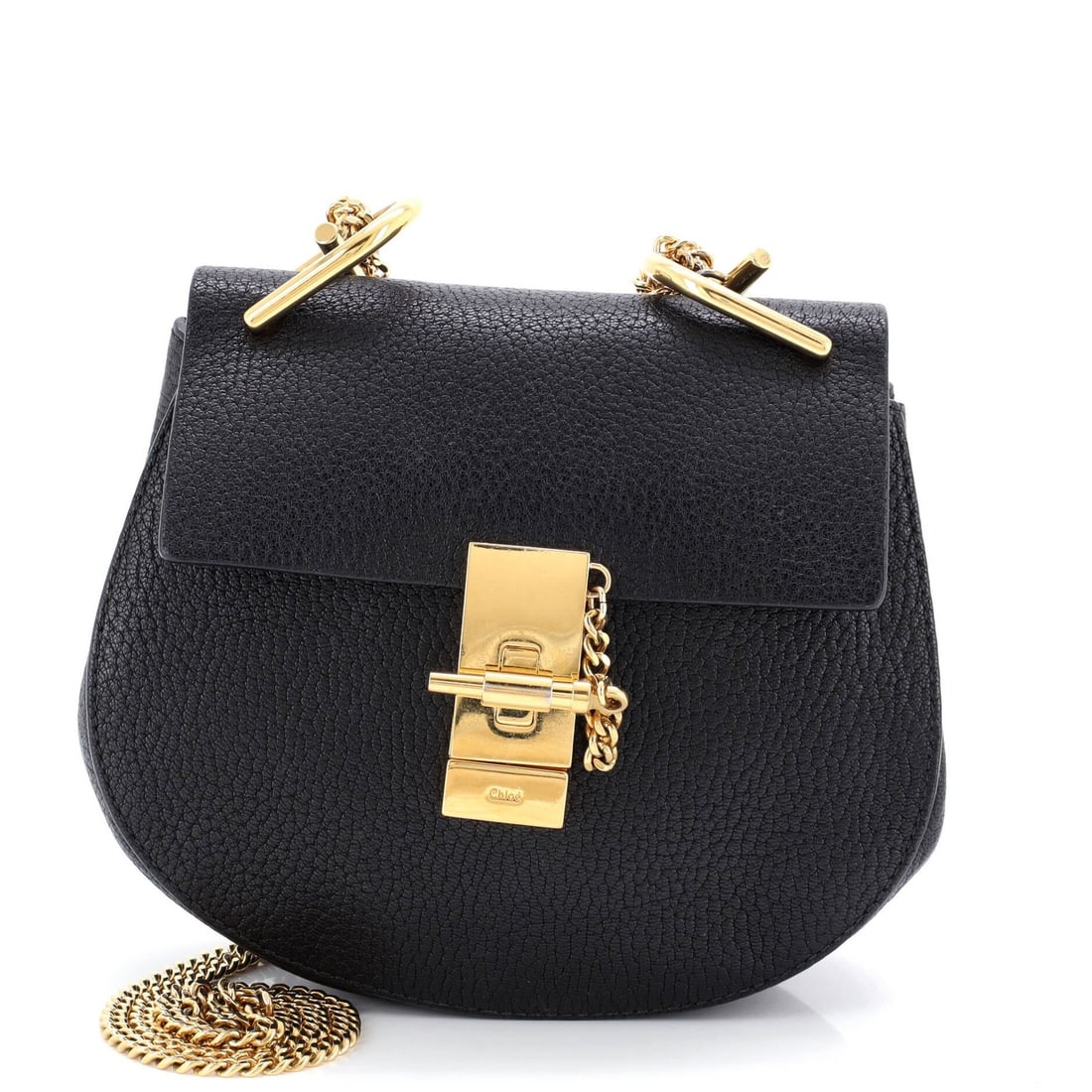 Chloe Drew Crossbody Bag Leather Mini: Brand: Chloe Exterior Material: Leather Style: Cross Body Bags Exterior Color: Black Size: Mini Measurements: Handle Drop 12", Height 7", Width 7.5", Depth 3", Strap Drop 22" Model: Drew Crossbody Bag