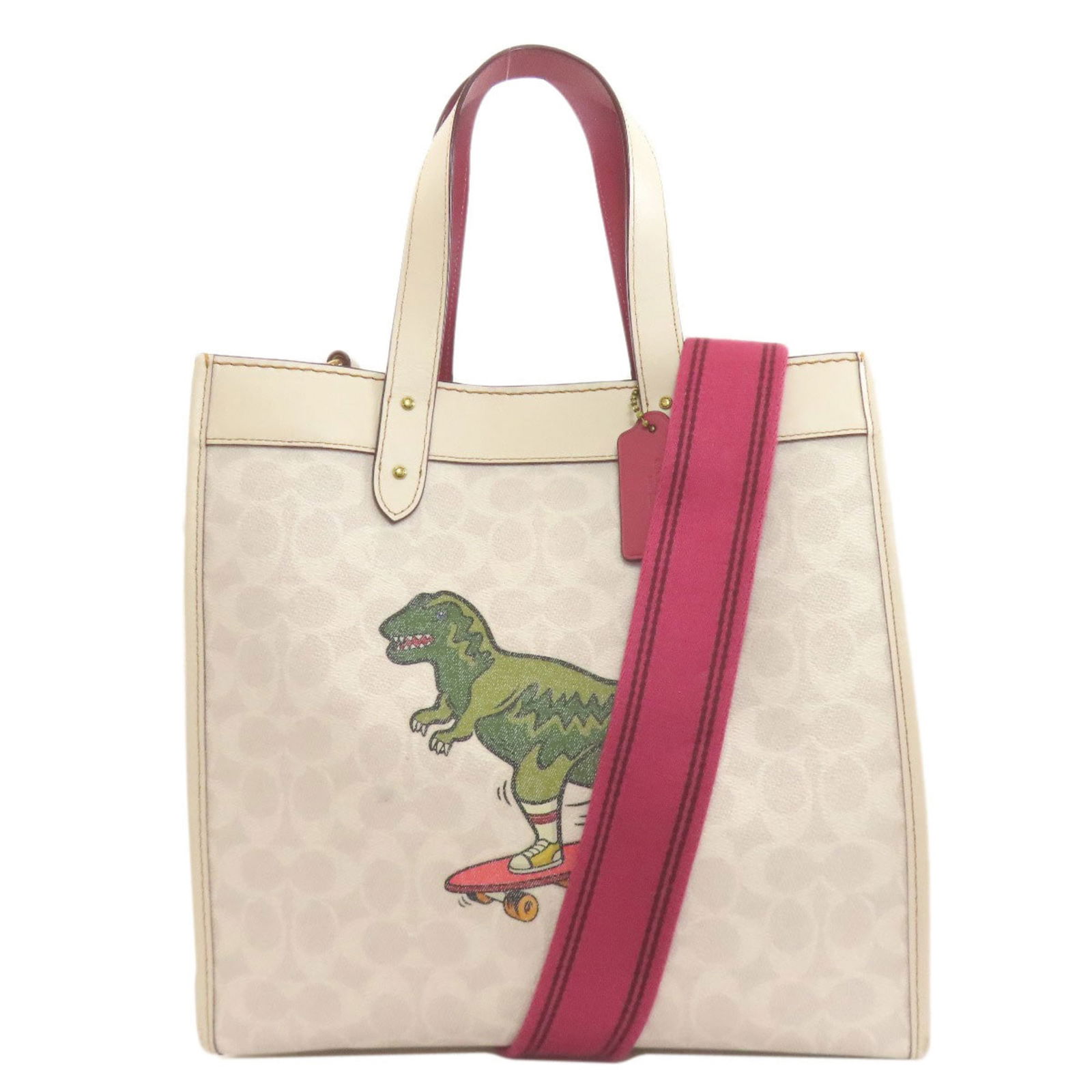 Coach C4804 Lexi Signature 2-Way Handbag In Pvc/Leather: Brand: Coach Type: Handbag Material: Pvc , Leather Color: Pink, White Gender: Women Size (Hxwxd): 30cm x 30cm x 15cm / 11.81'' x 11.81'' x 5.9'' Condition: Used (good), Traces of usage, scratches / di