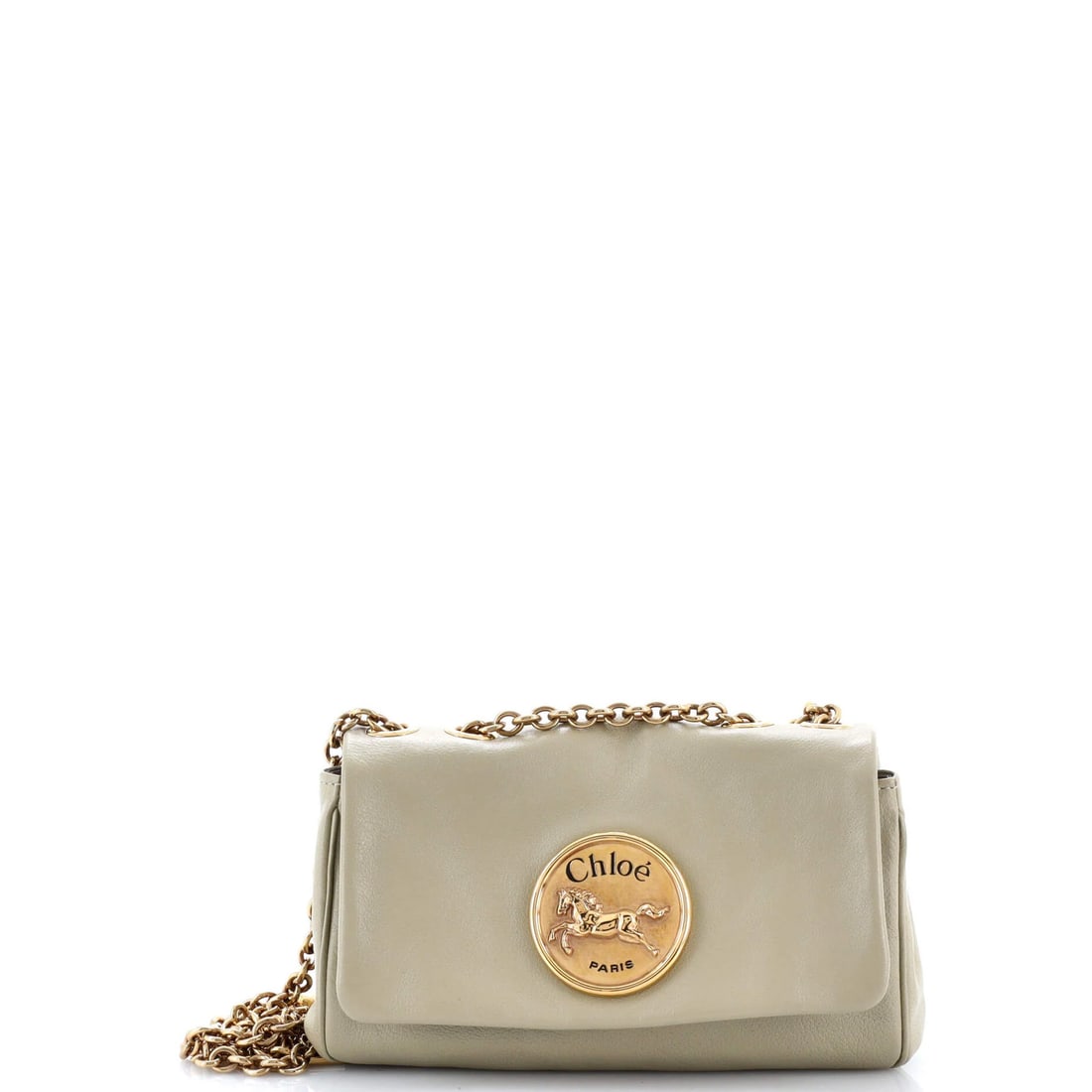 Chloe Heritage Chain Shoulder Bag Leather Small: Brand: Chloe Exterior Material: Leather Style: Shoulder Bags Exterior Color: Neutral Size: Small Measurements: Height 5.5", Width 8", Depth 2.5" Model: Heritage Chain Shoulder Bag Leather Small Exteri