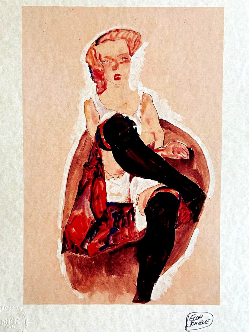 Egon Schiele, Lithograph Coa Hand Numbered Signed Limited 275: Egon Schiele '' Portrait of girl " Lithograph printed by the French publishers gathered in 1979. I sign Egon Schiele on the slab. The work measures 30 x 40 cm 175 specimens EFR, Paris Product Disclaim