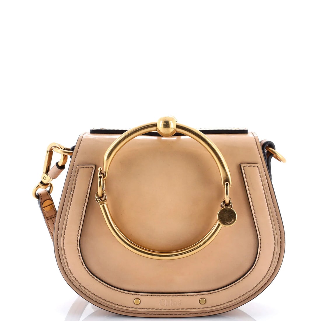 Chloe Nile Crossbody Bag Leather Small: Brand: Chloe Exterior Material: Leather Style: Cross Body Bags Exterior Color: Neutral Size: Small Accessories: With Strap Measurements: Handle Drop 4", Height 8", Width 7.5", Depth 3", Strap Drop 18-