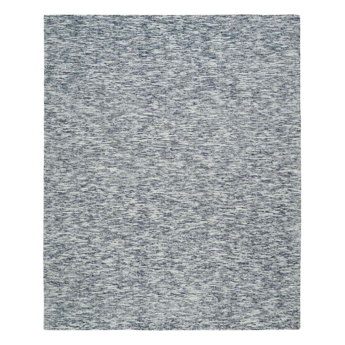 8'1"X10' Blue Hand Loomed Modern Striae Design Pure Wool Rug: Type: Indoor Material: Wool Color: Blue Item Length: 120 Item Width: 97 Style: Modern Rug Type: Hand Loomed Pile: Wool Shape: Rectangular Field Color: Blue Size: 8"1" x 10"0" / 246 CM X 305 CM Age: 20