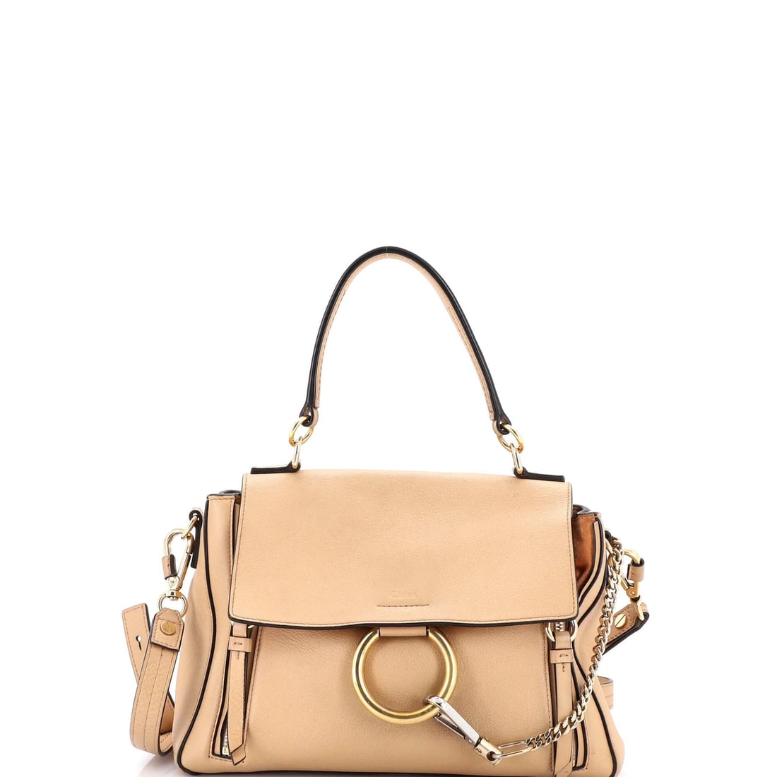 Chloe Faye Day Bag Leather Small: Brand: Chloe Exterior Material: Leather Style: Top Handle Exterior Color: Neutral Size: Small Accessories: With Strap Measurements: Handle Drop 6", Height 9", Width 11", Depth 4.5", Strap Drop 16.5-17