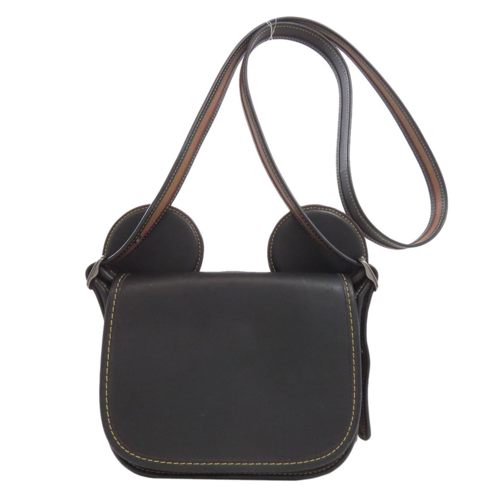 Coach F59369 Mickey Mouse Collaboration Shoulder Bag Calfskin: Brand: Coach Type: Shoulder Bag Material: Leather Leather/Fur Type: Calfskin Color: Black Closure: Flap Gender: Women Size (Hxwxd): 15cm x 18cm x 7cm / 5.9'' x 7.08'' x 2.75'' Strap Length: 104cm - 12