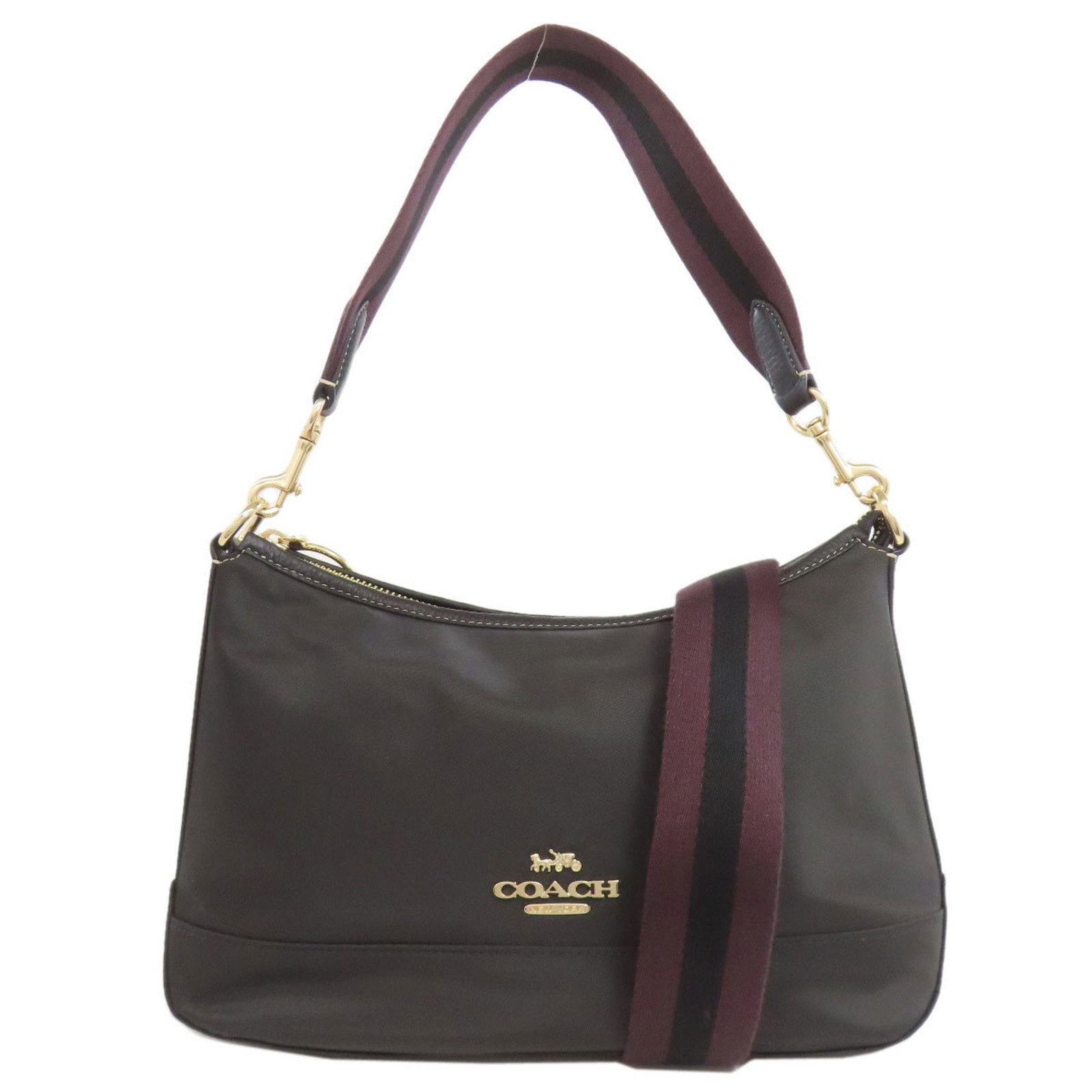 Coach Ca205 Ellis 2-Way Handbag: Brand: Coach Type: Handbag, Pouch Material: Nylon Color: Black Gender: Women Size (Hxwxd): 17cm x 26cm x 9.5cm / 6.69'' x 10.23'' x 3.74'' Condition: Used (very good), A few traces of usage, some scra