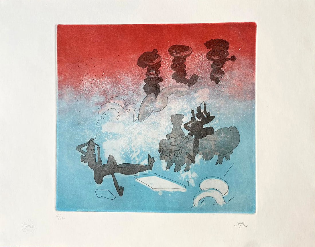 Roberto Sebastian Matta Etching, Hand Signed Rare Numbered Crayon (1 of 7)