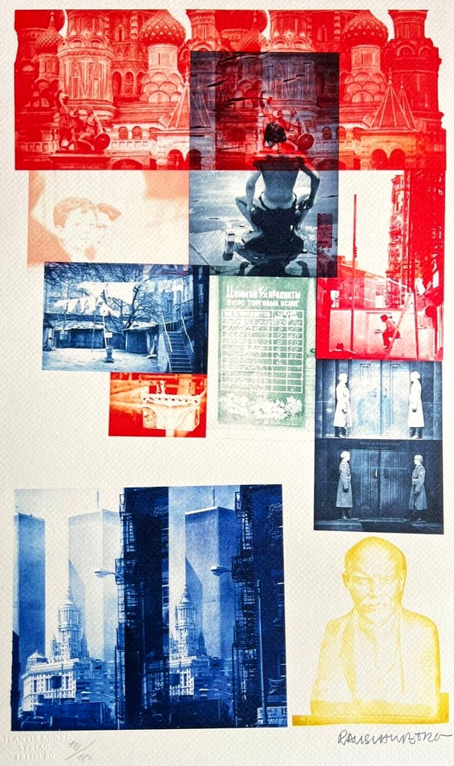 Robert Rauschenberg - Signed Numbered Lithograph Coa - 180Ex: Country Of Origin: United States Robert Rauschenberg " American matrix 1 " Chromolithography printed in 1992 in 180 specimens by Atlantis Verlag, Freiburg 30 x 50 cm Signature Robert Rauschenberg on t