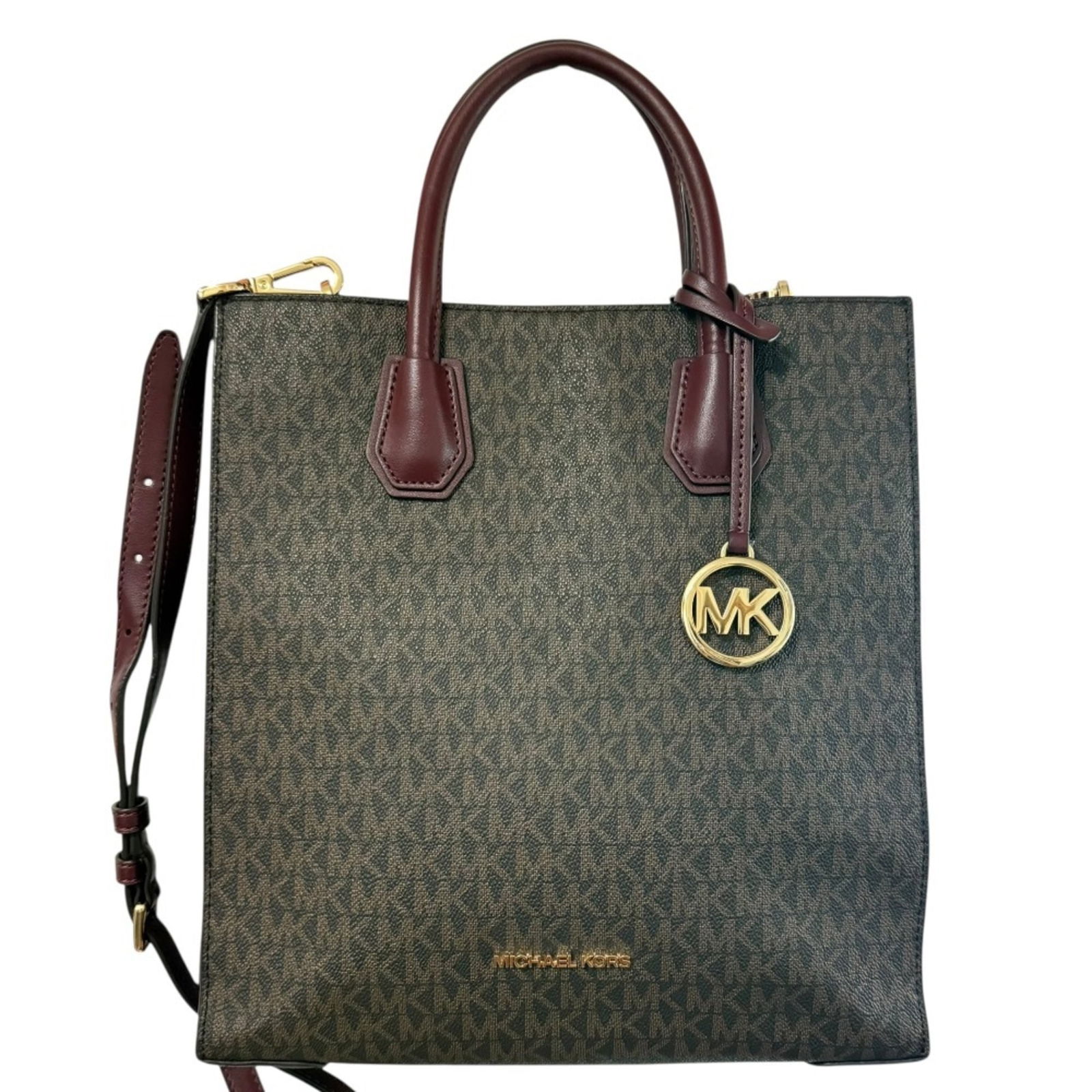 Michael Kors 2-Way Tote/Shoulder Bag Ba-2105: Brand: Michael Kors Type: Shoulder Bag, Tote Bag Color: Bordeaux, Brown Gender: Women Size (Hxwxd): 29cm x 27.5cm x 8.5cm / 11.41'' x 10.82'' x 3.34'' Condition: Used (like new), Hardly any traces of