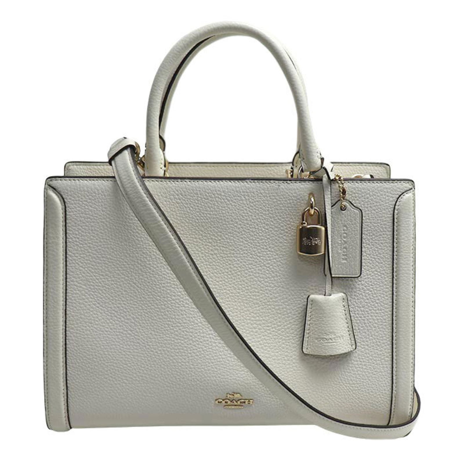 Coach Zoe Carryall 2-Way Shoulder Bag: Brand: Coach Type: Shoulder Bag Material: Leather Color: Beige Hardware Color: Gold Closure: Zipper Gender: Women Size (Hxwxd): 21cm x 29cm x 13cm / 8.26'' x 11.41'' x 5.11'' Handle Length: 30cm / 11.