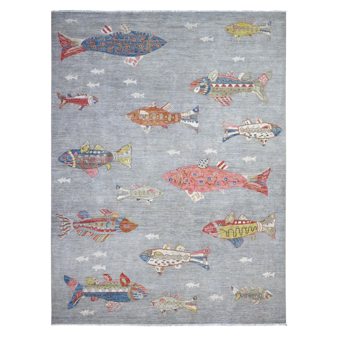 8'10"x11'9" Window Gray Wool Afghan Peshawar Hand Knotted Oriental Rug: 8'10"x11'9" Window Gray Wool Afghan Peshawar Hand Knotted Oriental Rug This 8'10" x 11'9" gray wool Afghan Peshawar hand-knotted oriental rug is made of wool with a cotton foundation, featuring an exq