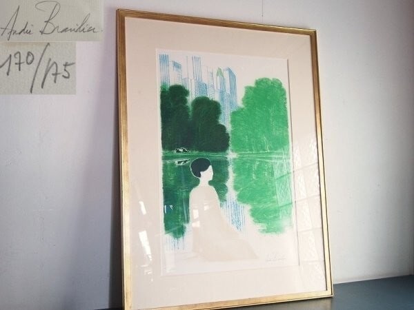 Andre Brasilier "Chantal in New York" Lithograph Signed in Pencil: Andre Brasilier "Chantal in New York" Lithograph Signed in Pencil The print 'Chantal in New York' by Andre Brasilier is an original lithograph on paper, highlighting an art theme related to New York.