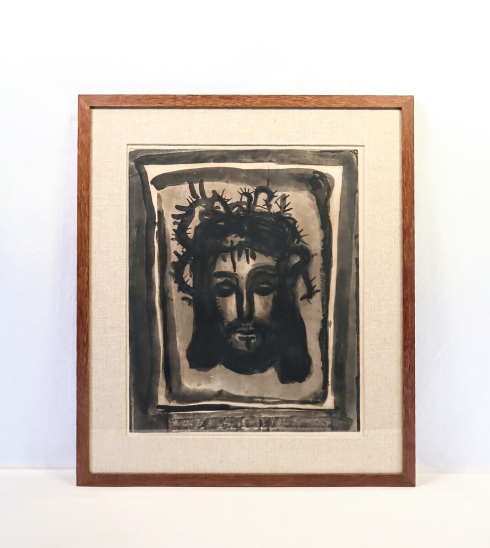 Georges Rouault "Miserere #58" 1922 copperplate print, signed and dated: Georges Rouault "Miserere #58" 1922 copperplate print, signed and dated Georges Rouault's 'Miserere #58' print from 1922, produced using copperplate technique, signed and dated, and made on paper in F