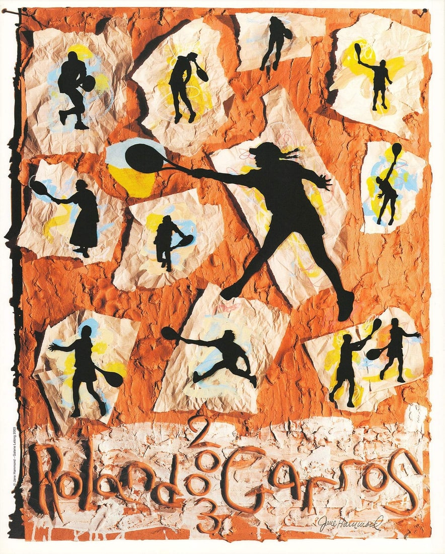 JANE HAMMOND Roland Garros French Open " Poster Contemporary: JANE HAMMOND Roland Garros French Open " Poster Contemporary Jane Hammond's offset lithograph poster for the 2003 Roland Garros French Open measures 28.75 x 23.25 inches, is in mint condition, and is