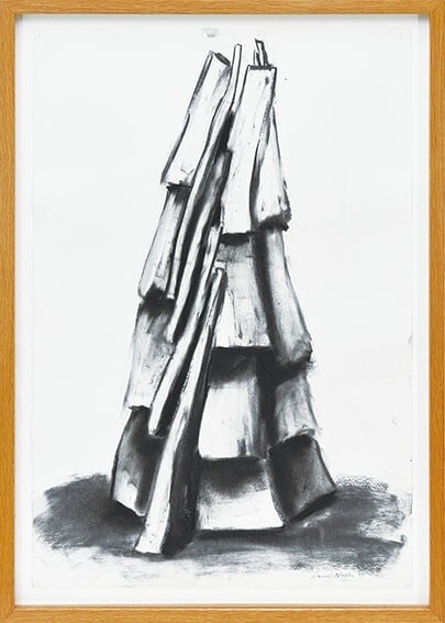 David Nash (British 1945) Drawing Sculpture SignedCharcoal on Paper Painting: David Nash (British 1945) Drawing Sculpture SignedCharcoal on Paper Painting David Nash's charcoal drawing sculpture is a signed original piece, framed and in medium size, produced between 1990-1999.