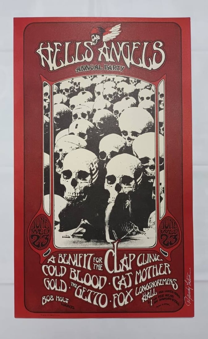 hells angels annual party poster clap clinic benefit 1971 Randy Tuten (1 of 7)