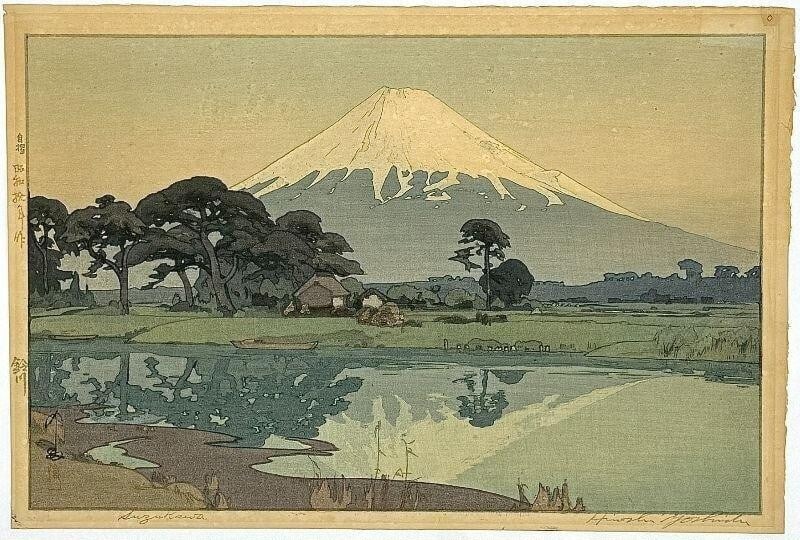 Hiroshi Yoshida Woodblock print by Suzuki, self-printed, Mt. Fuji, 1935, autogra (1 of 10)