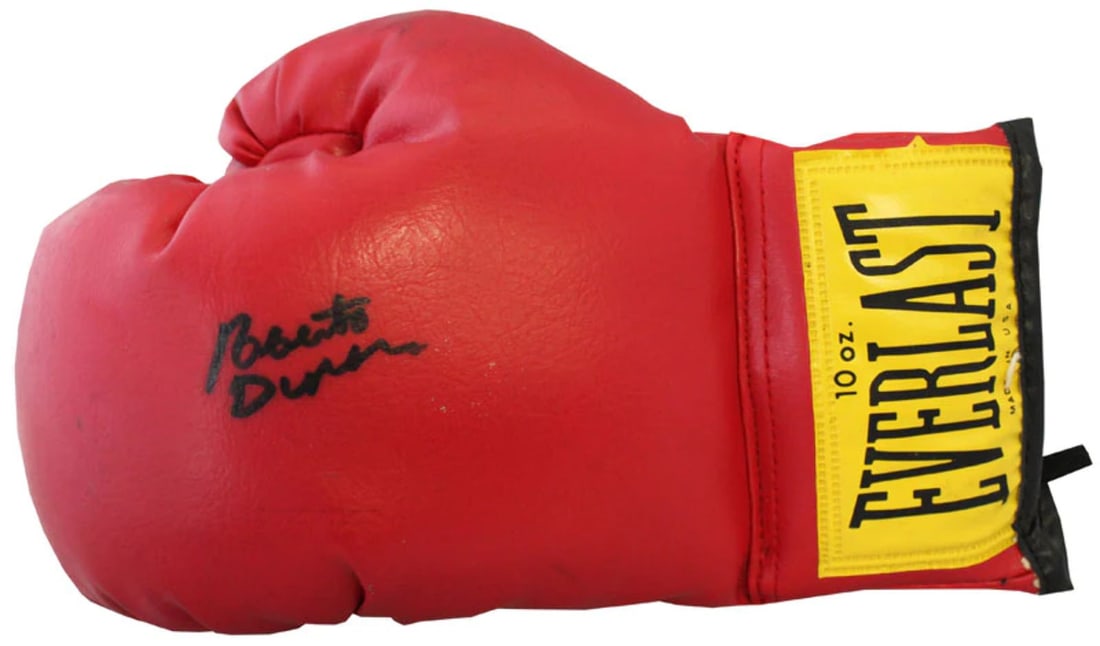 Roberto Durn Autographed Red Everlast Left Boxing Glove: Roberto Durn Autographed Red Everlast Left Boxing Glove Roberto Durn autographed red Everlast boxing glove signed in black sharpie, authenticated by Rich Altman's with a Certificate of Authenticity (C