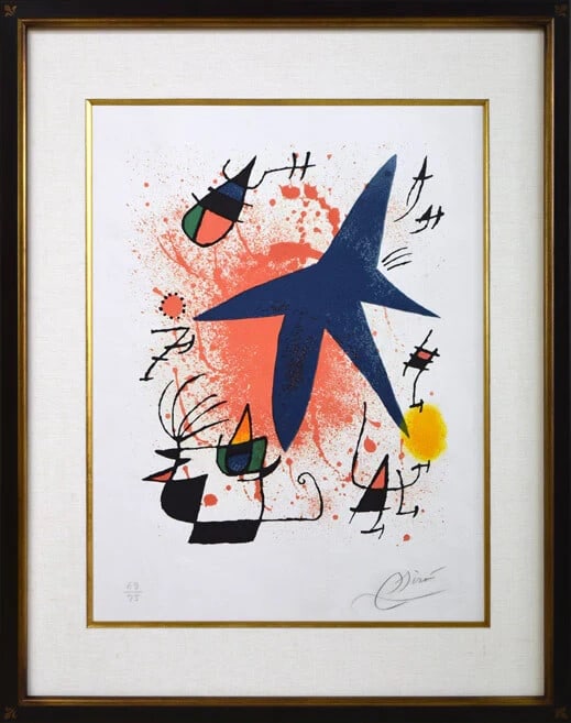 Joan Miro PL 4 Lithograph I 1972 Framed Signed Limited Edition 69/75 Numbered (1 of 9)