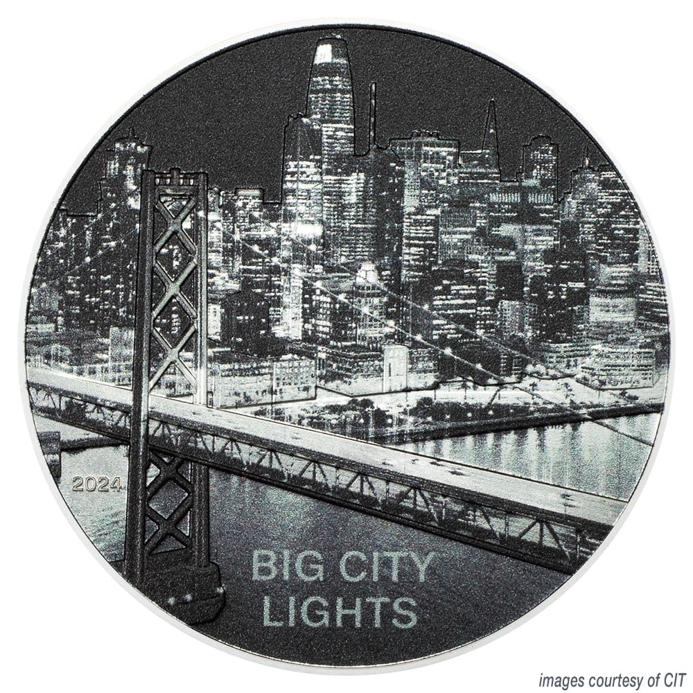 Cook Islands: 2024 1oz Silver Big City Lights - San Francisco High Relief (w/Win (1 of 3)