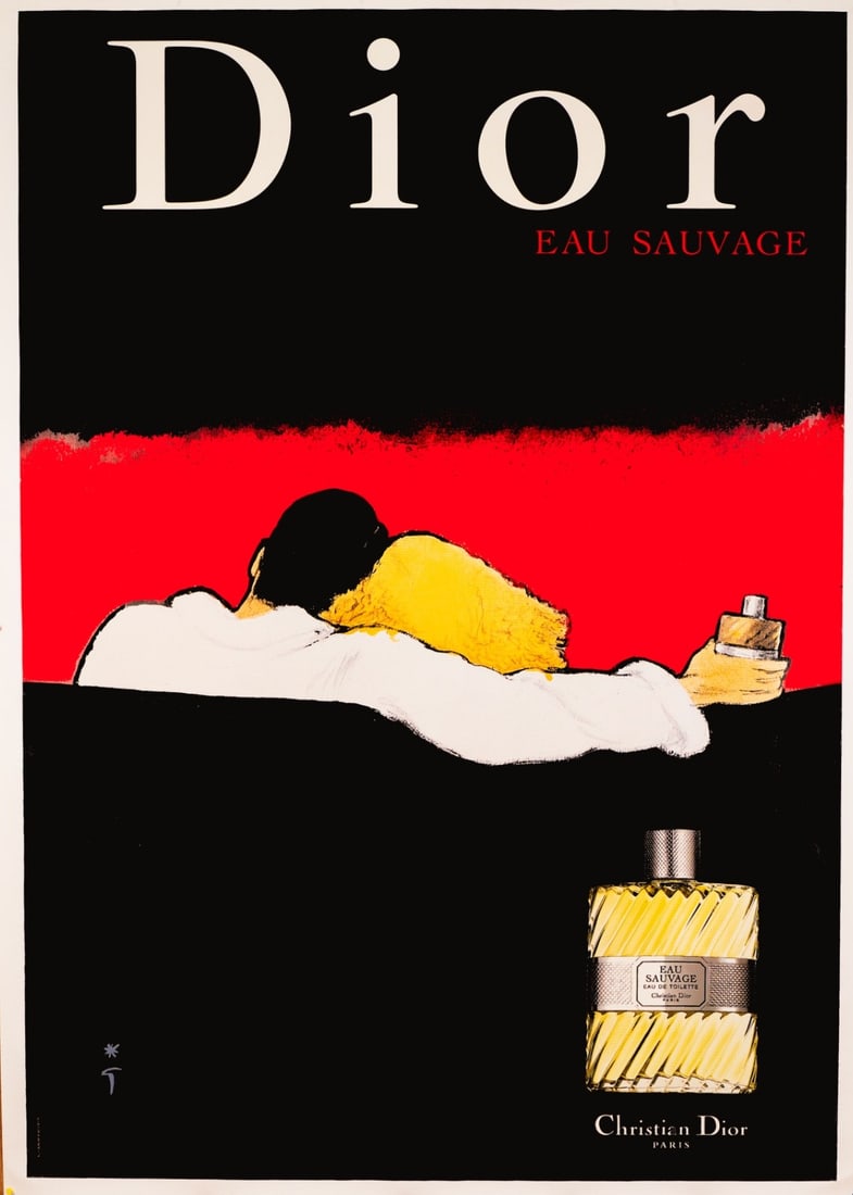 Dior Perfume By Rene Gruau 1980 Original Couple On Couch (1 of 3)