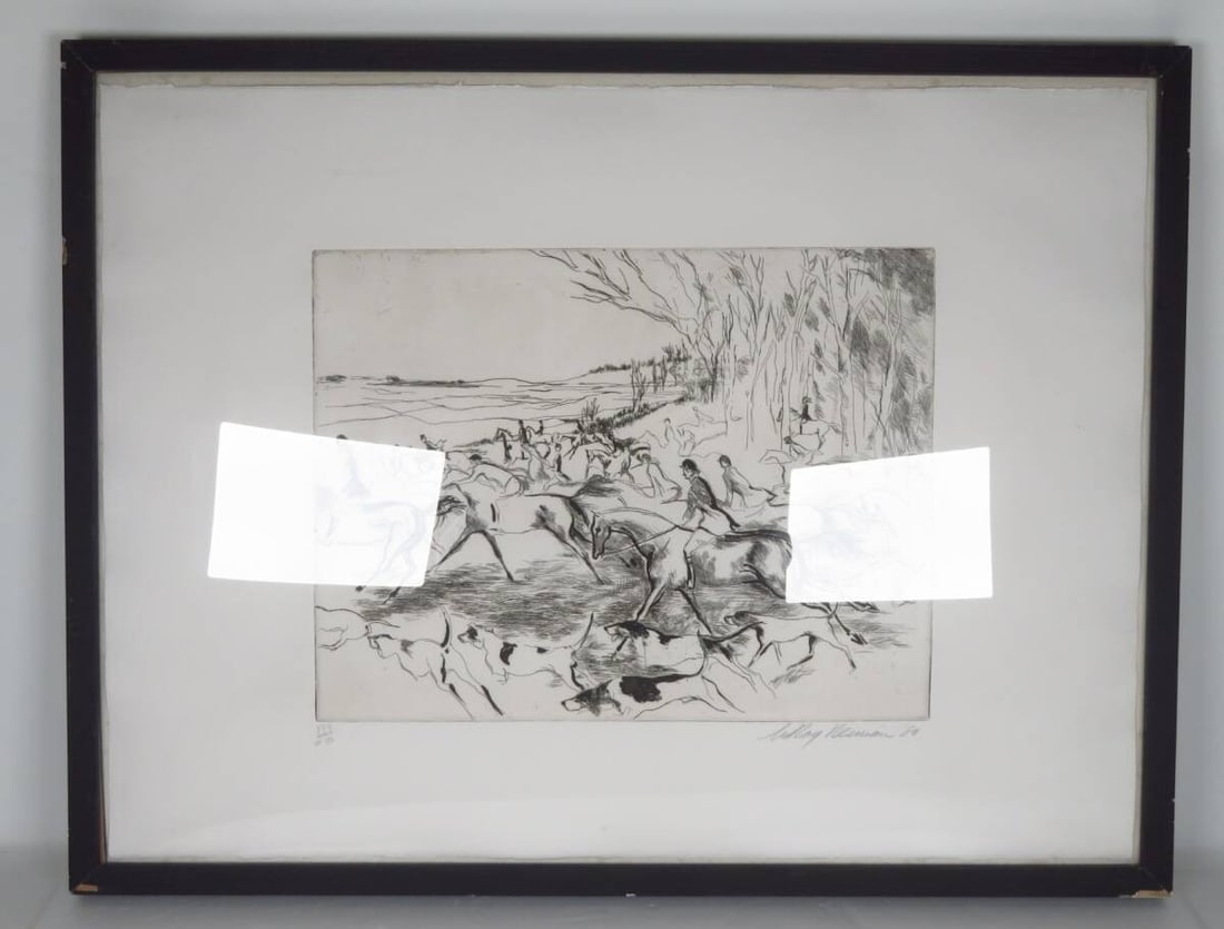 Leroy Neiman Original Etching "The Hunt" Signed 199/250 1980 Horse Riding Framed (1 of 10)