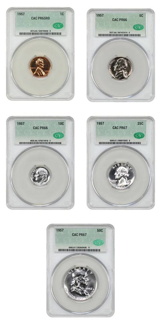 1957 Proof Set 1C-50C CACG PR65-67 - Proof Sets (1 of 4)